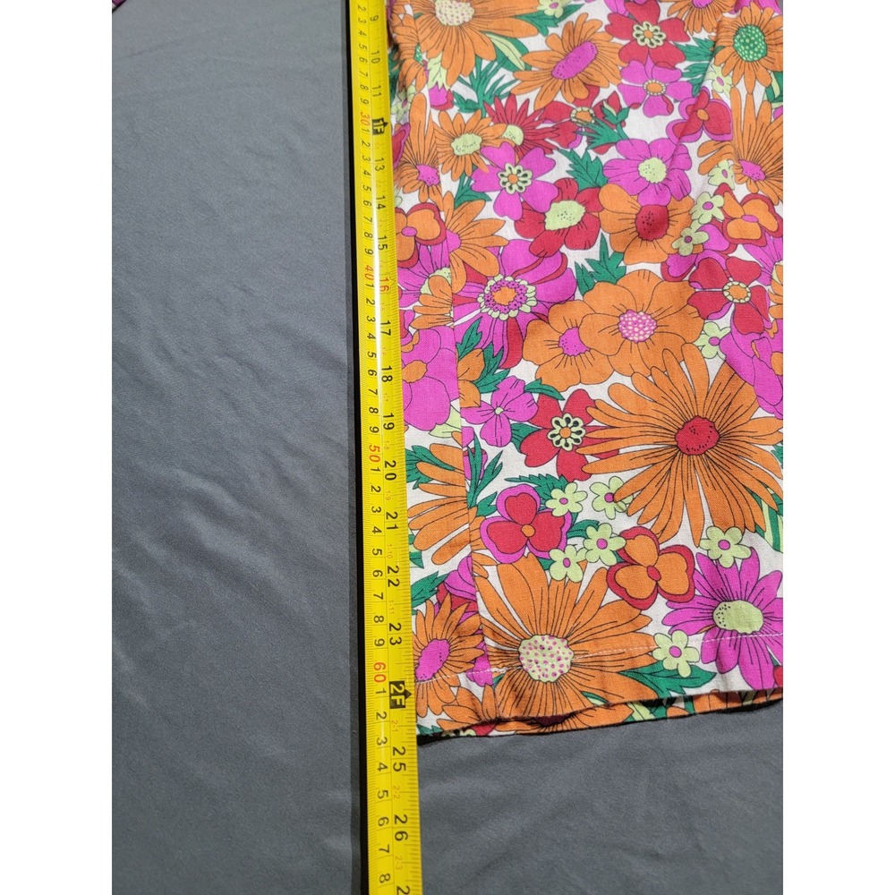 Peaches & Oranges Floral Wide Leg Pants Orange Pink 70s Style XS - Picture 6 of 6